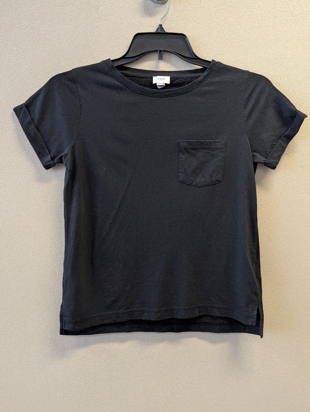 J. Crew Womens Black Short Sleeve Shirt W/ Front Pocket Size XS